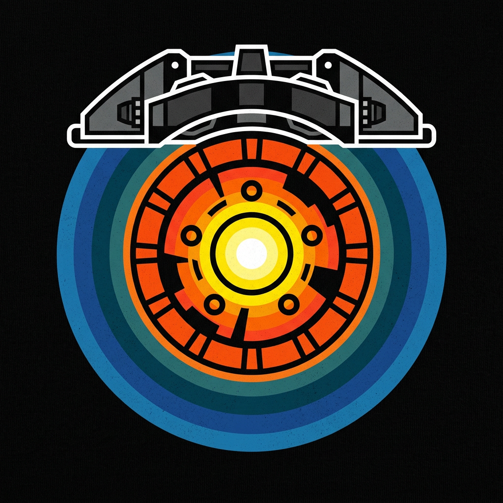 Brake rotor drawn as concentric thermal bands